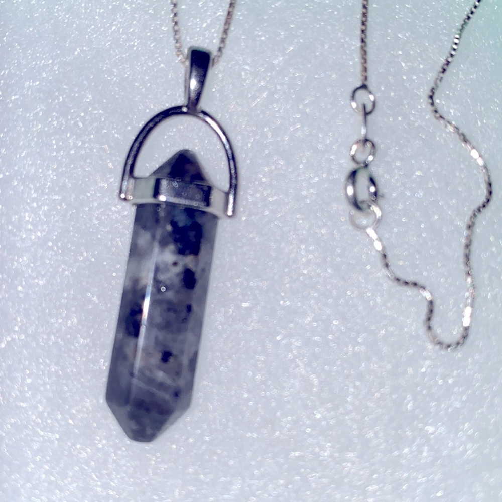 Handmade Grey Jasper Sterling Silver 18” Necklace
